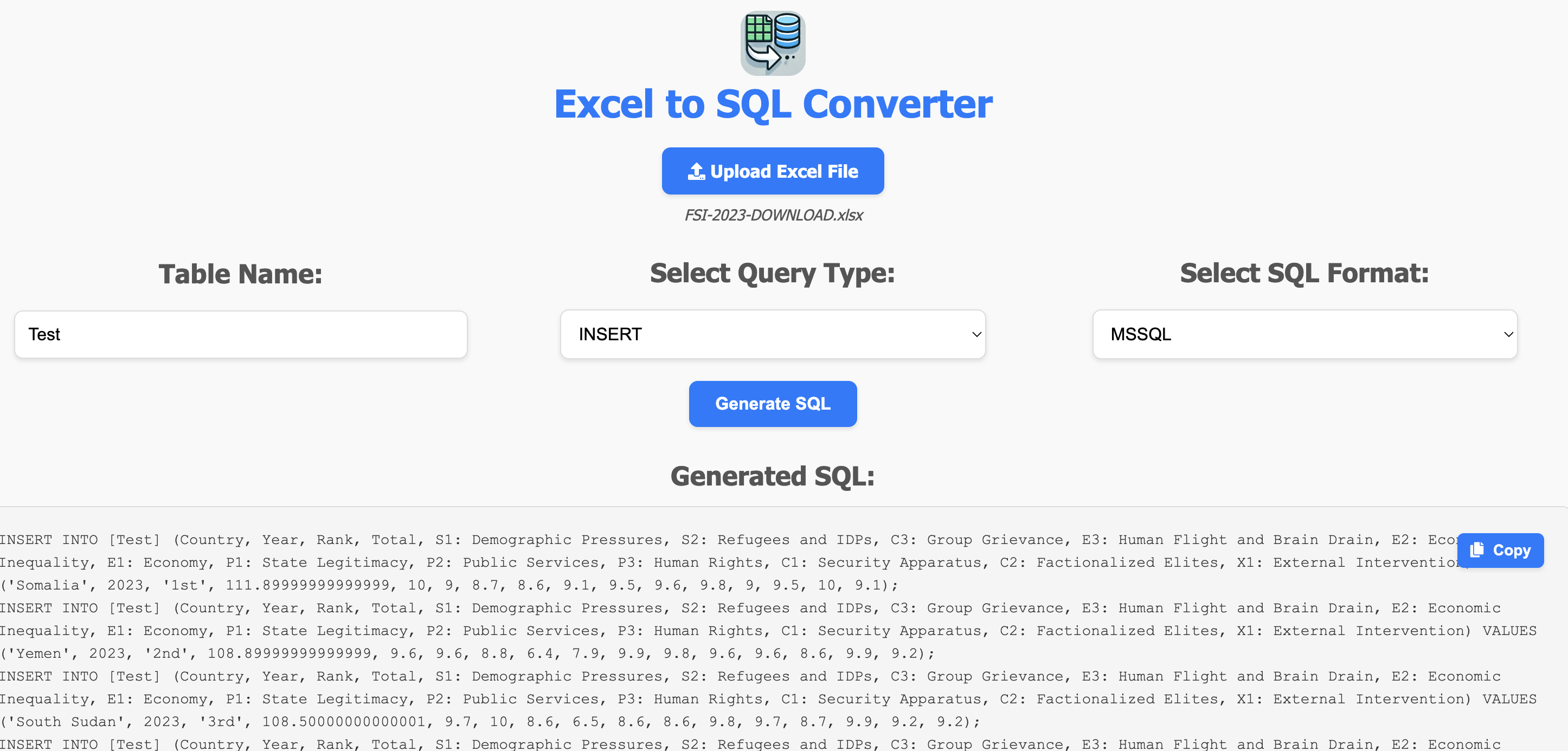 excel-to-sql